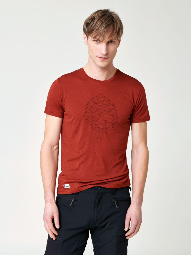 Men's Merino T-shirt - Red Pine Cone i gruppen Herr / T-shirts hos Röyk (18551661_r)