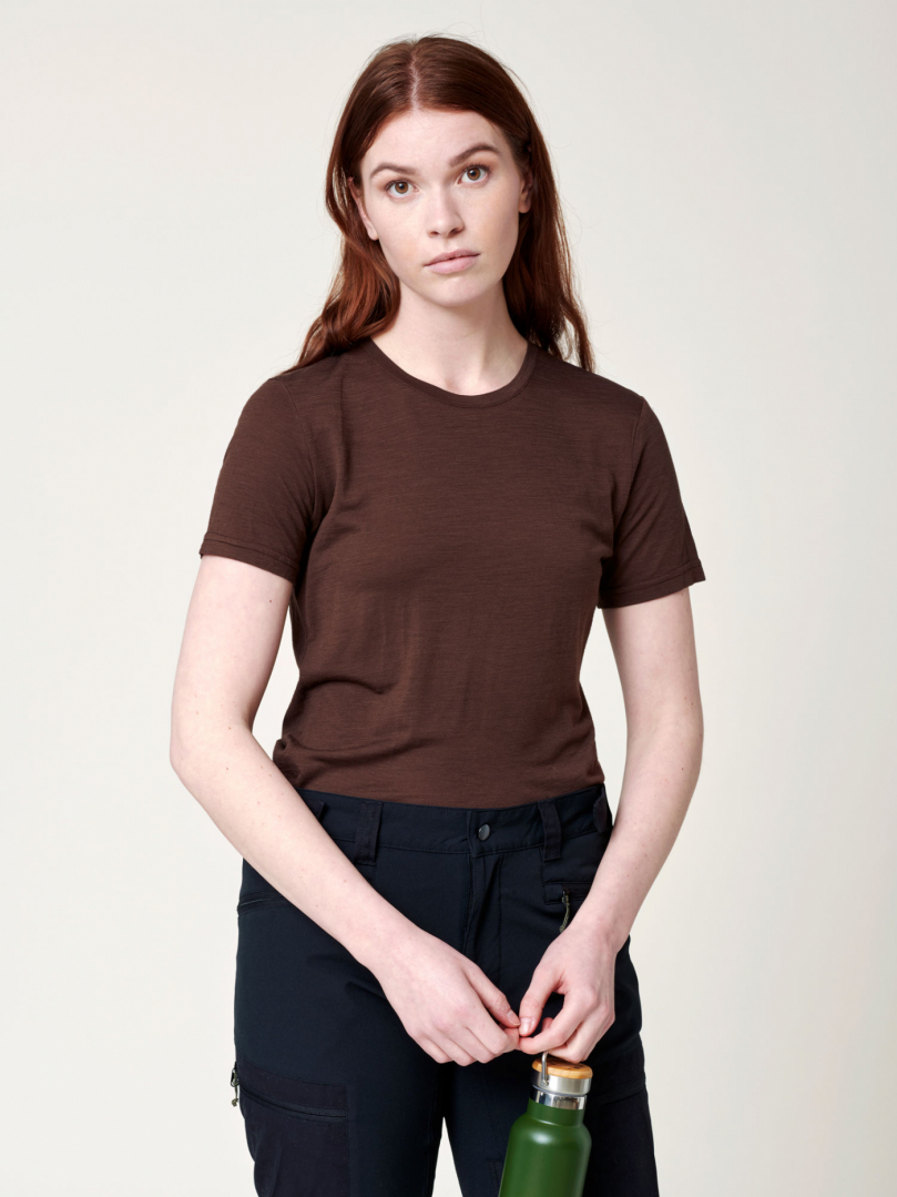 Women's Merino T-shirt - Brown i gruppen Dam / T-shirts hos RÖYK (221500_r)