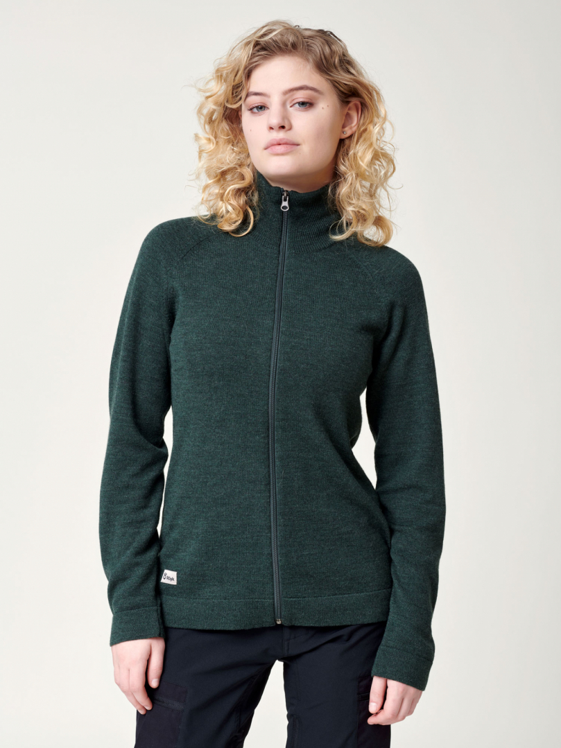 Women's Merino Full Zip Jacket - Forest Green i gruppen Dam / Stickat hos RÖYK (23850_r)