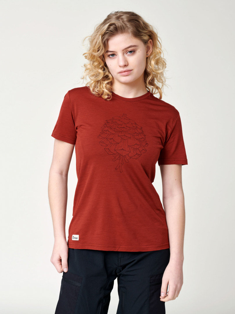 Women's Merino T-shirt - Red Pine Cone i gruppen Dam / T-shirts hos Röyk (28551660_r)