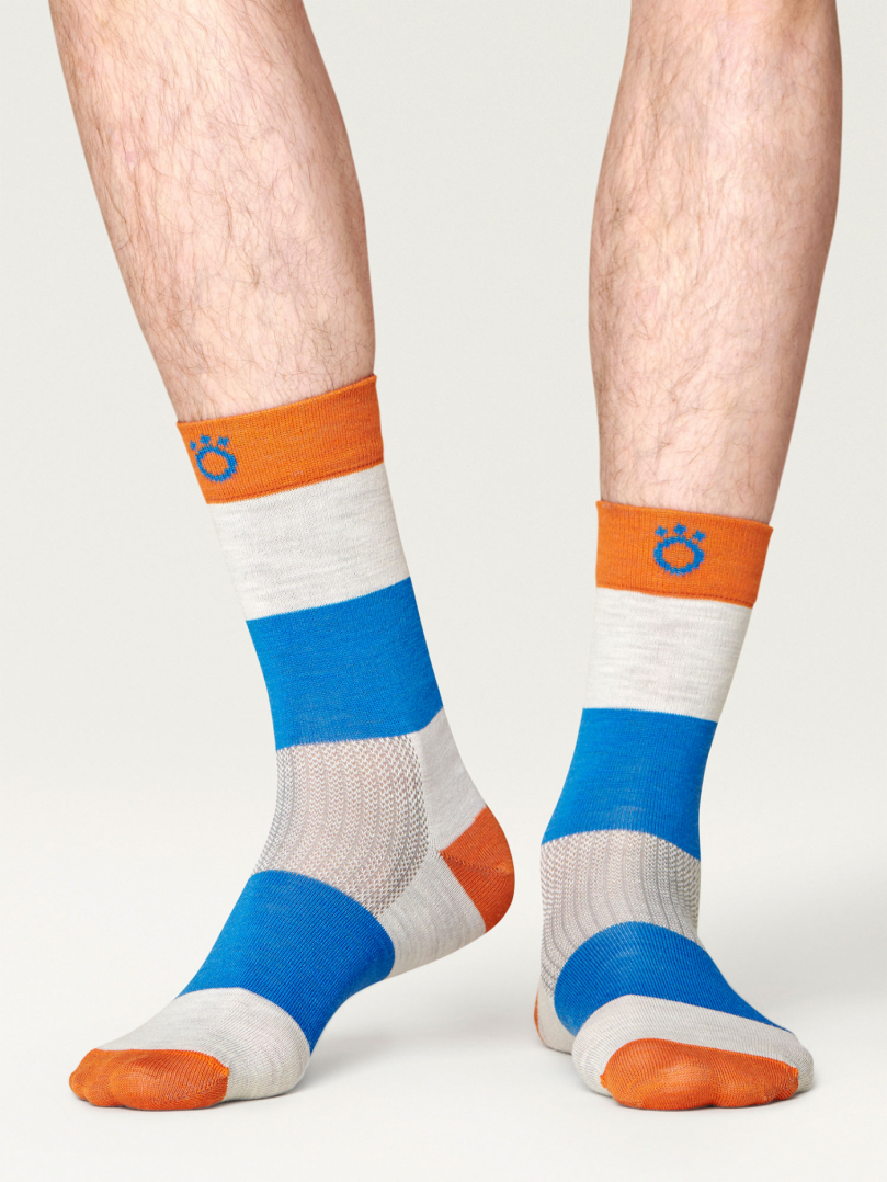 Everyday Merino Socks - Heavy stripes Orange i gruppen Accessoarer / Strumpor / Vardagsstrumpor hos Röyk (7007353436_r)