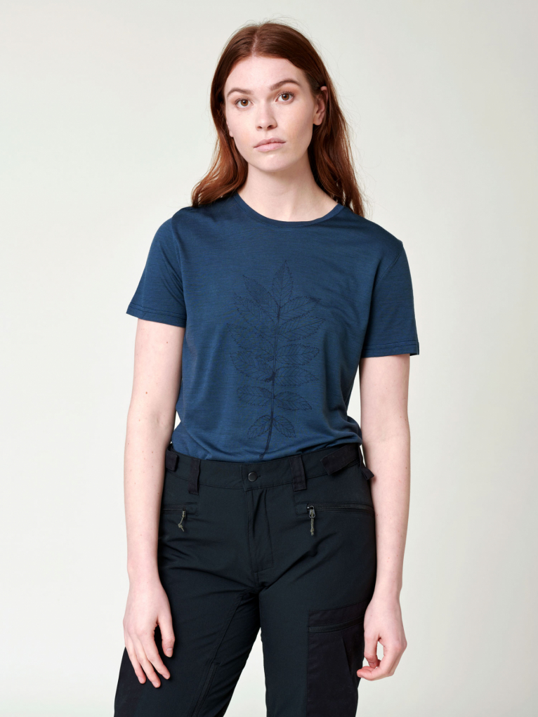 Women's Merino T-shirt - Blue Rowan Leaf XS i gruppen Dam / T-shirts hos RÖYK (2855860)